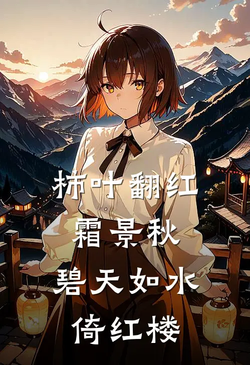 柿叶翻红霜景秋,碧天如水倚红楼